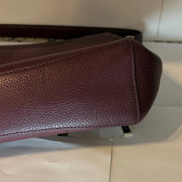 Kate Spade New York Burgundy Pebbled Leather Shoulder Bag Flap Purse - Picture 5 of 9